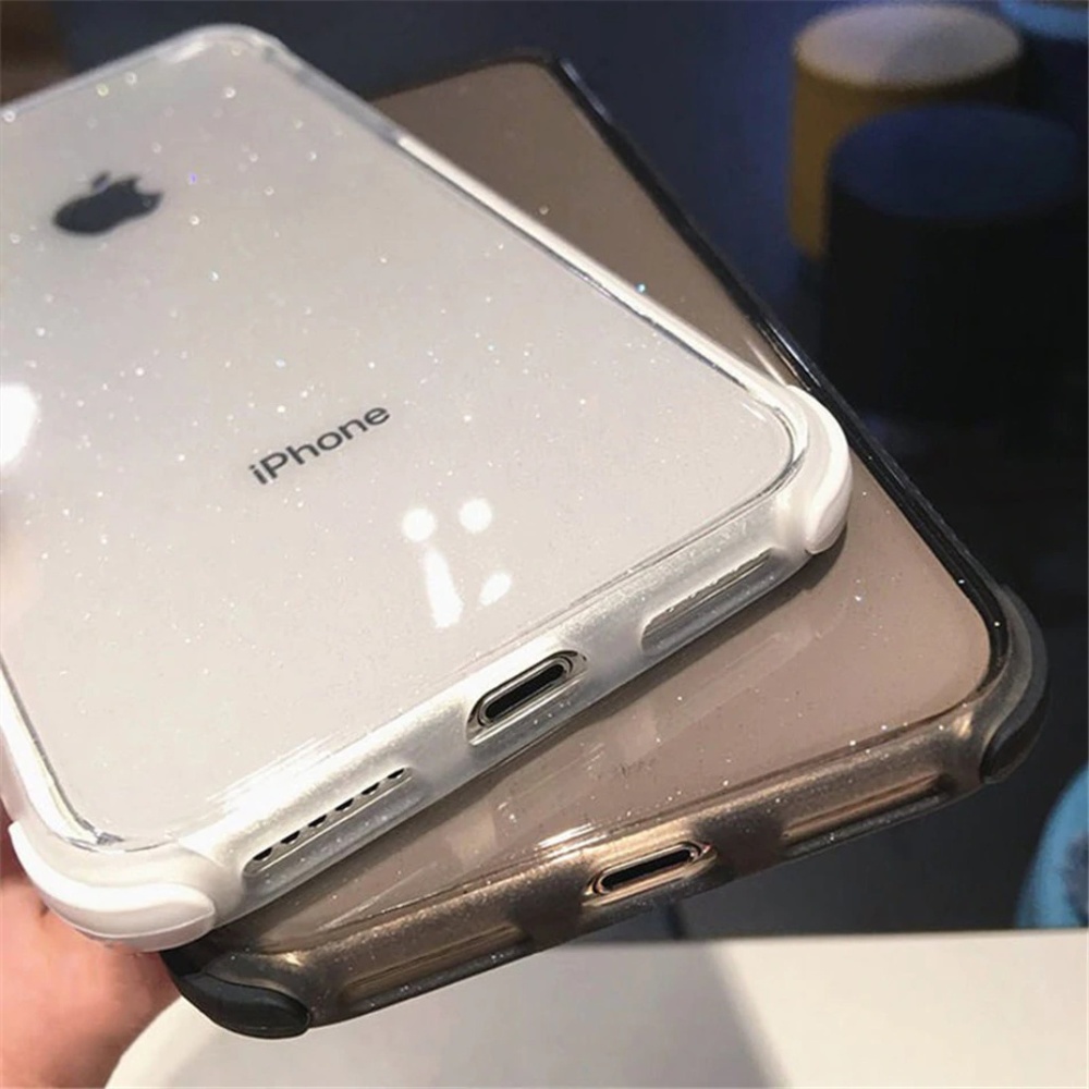 NEW Clear Shockproof Glitter Black Bumper Case - Picture 4 of 5